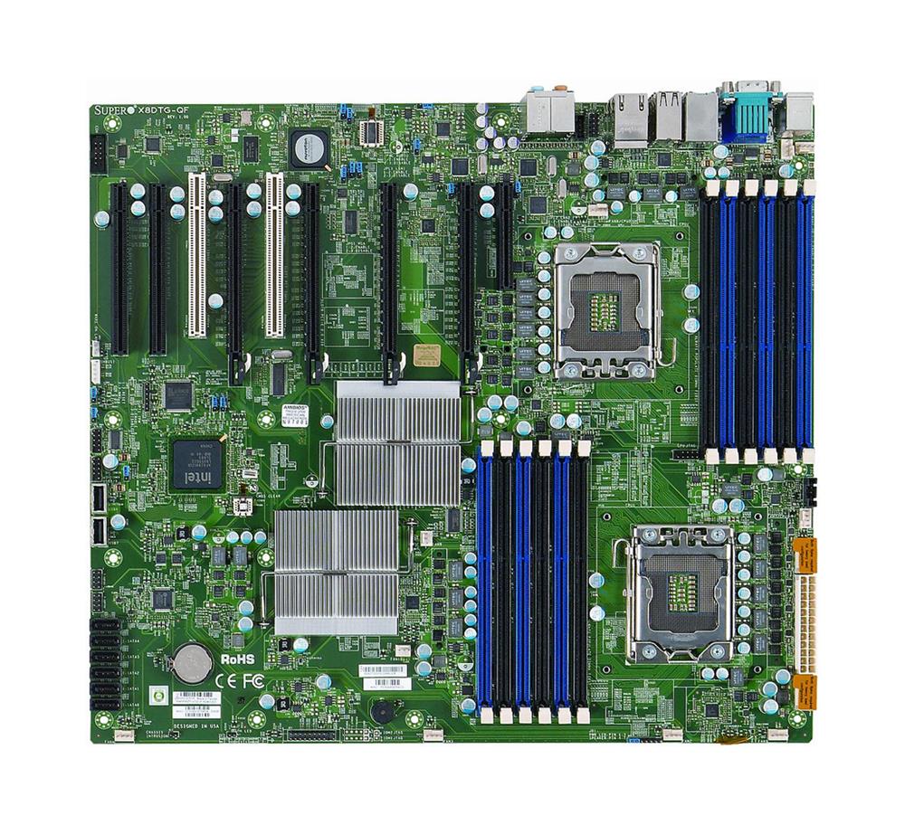 X8DTG-QF-O SuperMicro X8DTG-QF Dual Socket LGA 1366 Intel 5520 Chipset Intel 5600/5500 Series Processors Support DDR3 12x DIMM 6x SATA3 6.0Gb/s Proprietary Server Motherboard (Refurbished)