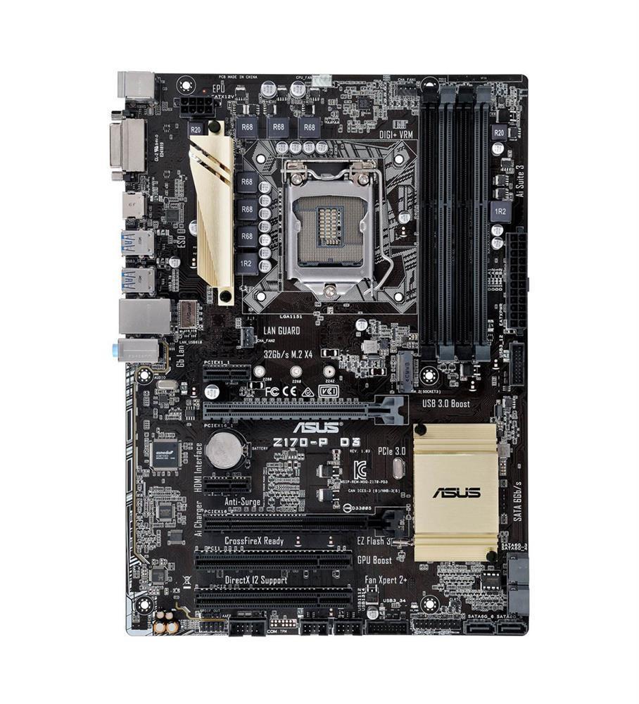 Z170P ASUS Z170-P D3 Socket LGA 1151 Intel Z170 Chipset 7th/6th Generation Core i7 / i5 / i3 / Pentium / Celeron Processors Support DDR3 4x DIMM 4x SATA 6.0Gb/s ATX Motherboard (Refurbished)