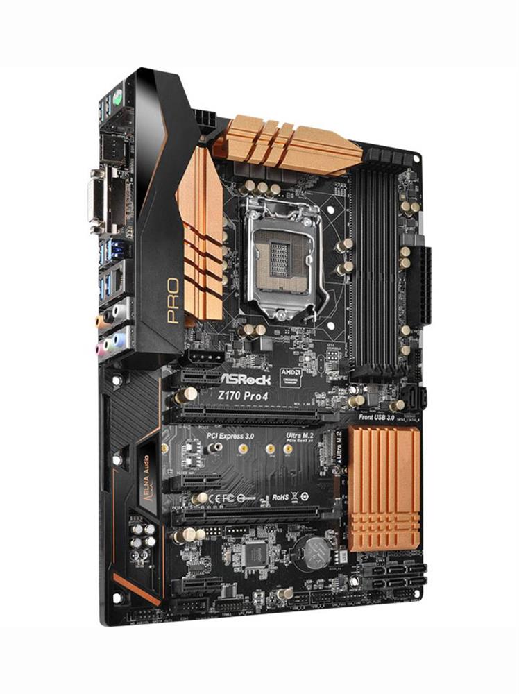 Z170 Pro4 ASRock Socket LGA 1151 Intel Z170 Chipset 7th/6th Generation Core i7 / i5 / i3 Pentium / Celeron Processors Support DDR4 4x DIMM 6x SATA3 6.0Gb/s ATX Motherboard (Refurbished)