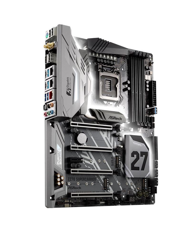 Z270 SuperCarrier ASRock Socket LGA 1151 Intel Z270 Chipset 7th/6th Generation Core i7 / i5 / i3 / Pentium / Celeron Processors Support DDR4 4x DIMM 10x SATA3 6.0Gb/s ATX Motherboard (Refurbished)