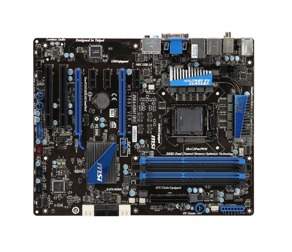 Z68A-GD65 MSI (G3) Socket LGA 1155 Intel Z68 Chipset Core i7 / i5 / i3 Processors Support DDR3 4x DIMM 4x SATA3 6.0Gb/s ATX Motherboard (Refurbished)