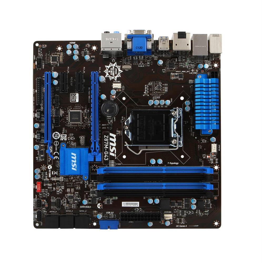 Z87M-G43-A1 MSI Socket LGA 1150 Intel Z87 Express Chipset Core i7 / i5 / i3 / Pentium / Celeron Processors Support DDR3 4x DIMM 6x SATA 6.0Gb/s Micro-ATX Motherboard (Refurbished)