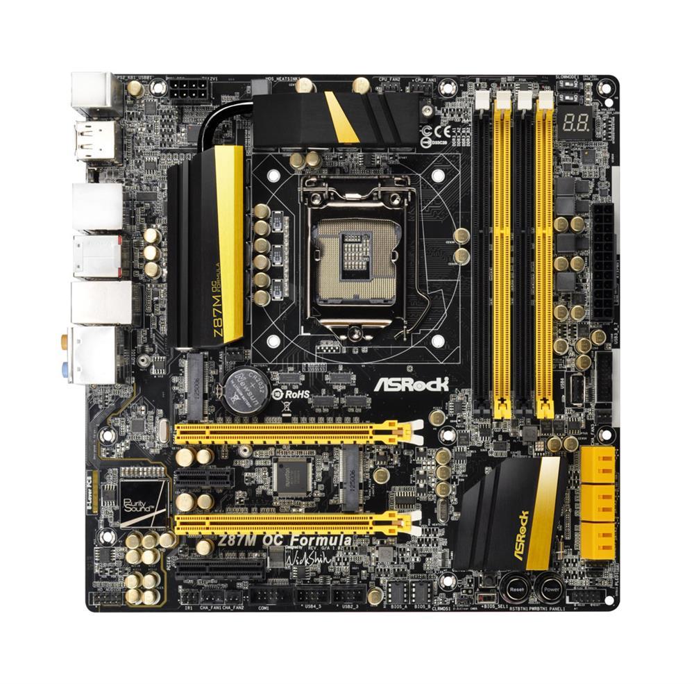 Z87MOCFORMULA ASRock Z87M OC Formula Socket LGA 1150 Intel Z87 Chipset 4th & 4th Generation Core i7 / i5 / i3 / Pentium / Celeron Processors Support DDR3/DDR3L 4x DIMM 6x SATA3 6.0Gb/s Micro-ATX Motherboard (Refurbished)