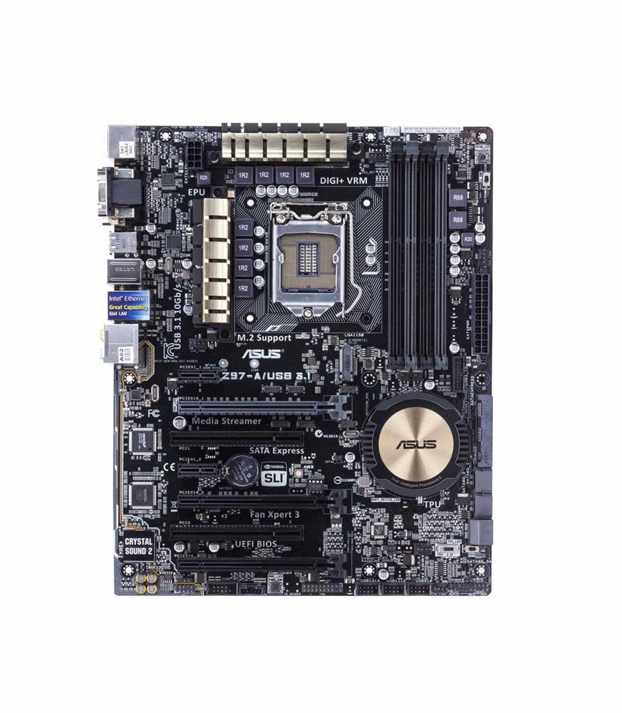 Z97AUSB31 ASUS Z97-A/USB 3.1 Socket LGA 1150 Intel Z97 Chipset 5th/ New 4th/4th Generation Core i7 / i5 / i3 / Pentium / Celeron Processors Support DDR3 4x DIMM 4x SATA 6.0Gb/s ATX Motherboard (Refurbished)