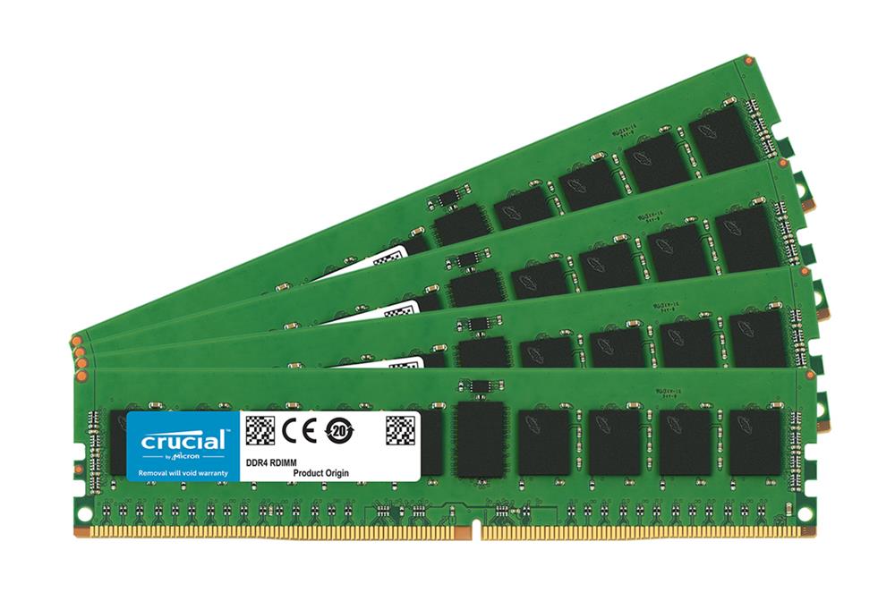 CT4K8G4RFD824A Crucial 32GB Kit (4 X 8GB) PC4-19200 DDR4-2400MHz Registered ECC CL17 288-Pin DIMM 1.2V Dual Rank Memory