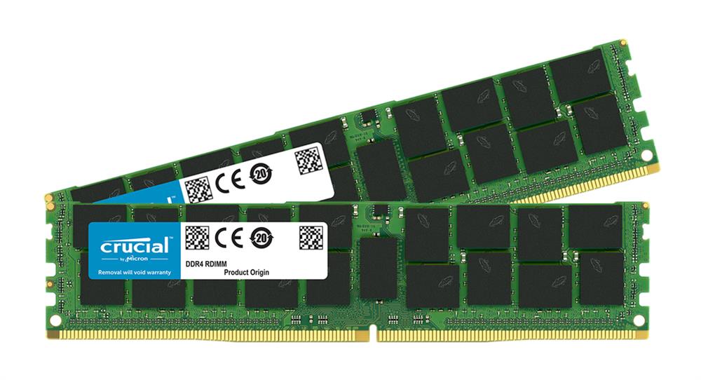 CT2K32G4RFD424A Crucial 64GB Kit (2 X 32GB) PC4-19200 DDR4-2400MHz Registered ECC CL17 288-Pin DIMM 1.2V Dual Rank Memory