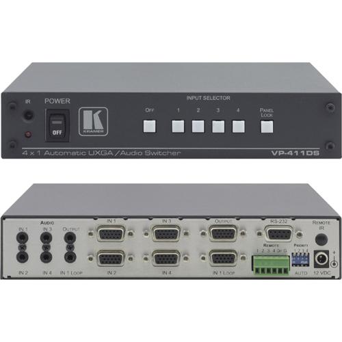 VP-411DS Kramer 4-Ports RCA 4x1 Computer Graph Vid & Ster Aud Sby Switcher (Refurbished)
