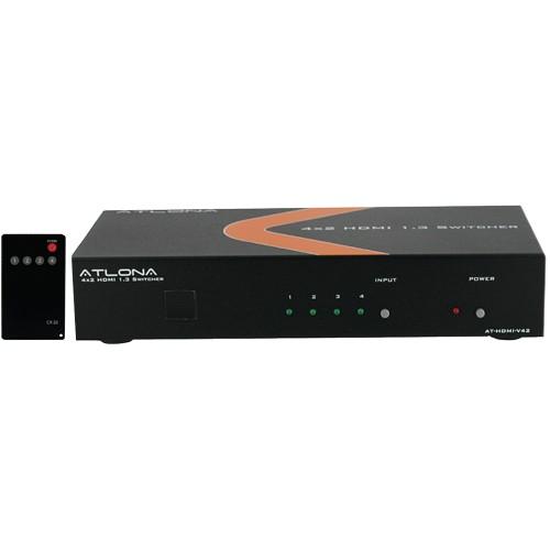 AT-HDMI-V42 Atlona HDMI Switch 4 x HDMI Digital Audio/Video In 2 x HDMI Digital Audio/Video Out Serial 1920 x 1200 WUXGA